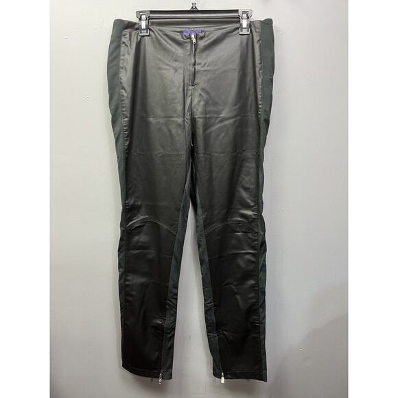 Libby Edelman Faux‎ Leather Pants Womens size 12 Black Leggings Zipper ankles - Picture 1 of 7